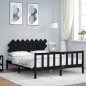 vidaXL Estructura de cama con cabecero madera maciza negro 160x200 cm