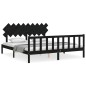 vidaXL Estructura de cama con cabecero madera maciza negro 160x200 cm