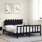 vidaXL Estructura de cama con cabecero madera maciza negro 160x200 cm