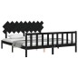 vidaXL Estructura de cama con cabecero madera maciza negro 160x200 cm