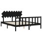 vidaXL Estructura de cama con cabecero madera maciza negro 160x200 cm