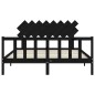 vidaXL Estructura de cama con cabecero madera maciza negro 160x200 cm