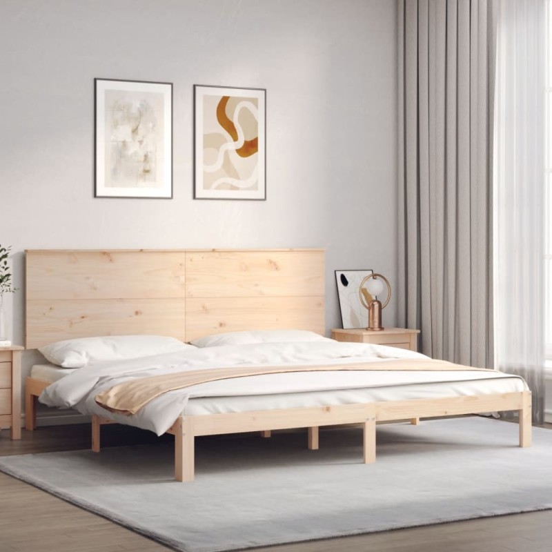 vidaXL Estructura de cama de matrimonio con cabecero madera maciza
