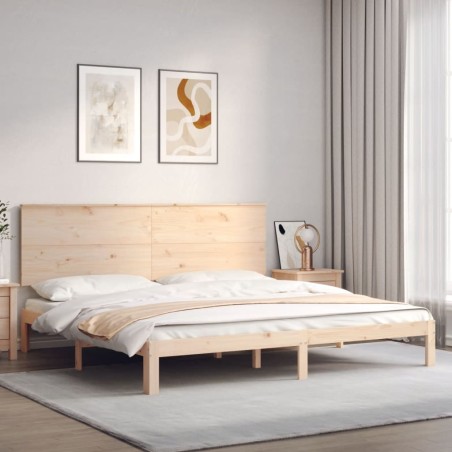 vidaXL Estructura de cama de matrimonio con cabecero madera maciza
