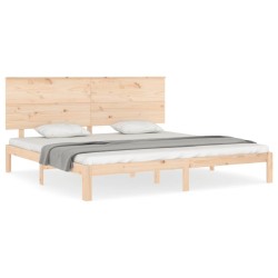 vidaXL Estructura de cama de matrimonio con cabecero madera maciza