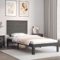 vidaXL Estructura de cama con cabecero madera maciza gris 90x200 cm