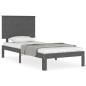 vidaXL Estructura de cama con cabecero madera maciza gris 90x200 cm