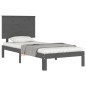 vidaXL Estructura de cama con cabecero madera maciza gris 90x200 cm