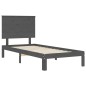 vidaXL Estructura de cama con cabecero madera maciza gris 90x200 cm