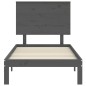 vidaXL Estructura de cama con cabecero madera maciza gris 90x200 cm