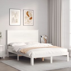 vidaXL Estructura de cama con cabecero madera maciza blanco 120x200 cm