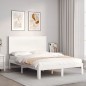 vidaXL Estructura de cama con cabecero madera maciza blanco 120x200 cm