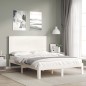 vidaXL Estructura de cama con cabecero madera maciza blanco 120x200 cm
