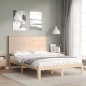 vidaXL Estructura de cama con cabecero madera maciza 140x190 cm
