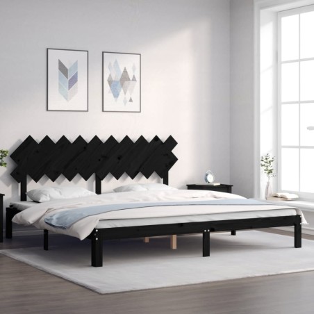vidaXL Estructura de cama con cabecero madera maciza negro 200x200 cm