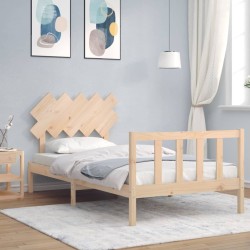vidaXL Estructura de cama con cabecero madera maciza 100x200 cm