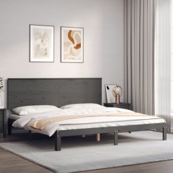 vidaXL Estructura de cama con cabecero madera maciza gris 200x200 cm