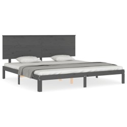vidaXL Estructura de cama con cabecero madera maciza gris 200x200 cm