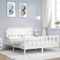 vidaXL Estructura de cama con cabecero madera maciza blanco 160x200 cm vidaXL Estructura de cama con cabecero madera maciza blanco 160x200 cm