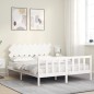 vidaXL Estructura de cama con cabecero madera maciza blanco 160x200 cm vidaXL Estructura de cama con cabecero madera maciza blanco 160x200 cm