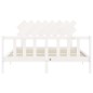 vidaXL Estructura de cama con cabecero madera maciza blanco 160x200 cm vidaXL Estructura de cama con cabecero madera maciza blanco 160x200 cm
