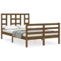 vidaXL Estructura de cama matrimonio con cabecero madera marrón miel vidaXL Estructura de cama matrimonio con cabecero madera marrón miel