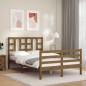 vidaXL Estructura de cama matrimonio con cabecero madera marrón miel vidaXL Estructura de cama matrimonio con cabecero madera marrón miel