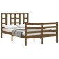 vidaXL Estructura de cama matrimonio con cabecero madera marrón miel vidaXL Estructura de cama matrimonio con cabecero madera marrón miel