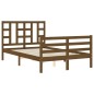 vidaXL Estructura de cama matrimonio con cabecero madera marrón miel vidaXL Estructura de cama matrimonio con cabecero madera marrón miel