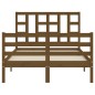 vidaXL Estructura de cama matrimonio con cabecero madera marrón miel vidaXL Estructura de cama matrimonio con cabecero madera marrón miel