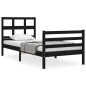 vidaXL Estructura de cama con cabecero madera maciza negro 100x200 cm vidaXL Estructura de cama con cabecero madera maciza negro 100x200 cm