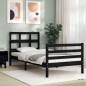 vidaXL Estructura de cama con cabecero madera maciza negro 100x200 cm vidaXL Estructura de cama con cabecero madera maciza negro 100x200 cm