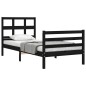 vidaXL Estructura de cama con cabecero madera maciza negro 100x200 cm vidaXL Estructura de cama con cabecero madera maciza negro 100x200 cm