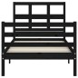 vidaXL Estructura de cama con cabecero madera maciza negro 100x200 cm vidaXL Estructura de cama con cabecero madera maciza negro 100x200 cm