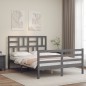 vidaXL Estructura de cama con cabecero madera maciza gris 140x190 cm
