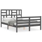 vidaXL Estructura de cama con cabecero madera maciza gris 140x190 cm