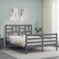 vidaXL Estructura de cama con cabecero madera maciza gris 140x190 cm