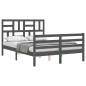 vidaXL Estructura de cama con cabecero madera maciza gris 140x190 cm