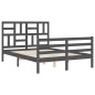 vidaXL Estructura de cama con cabecero madera maciza gris 140x190 cm