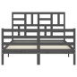 vidaXL Estructura de cama con cabecero madera maciza gris 140x190 cm