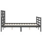 vidaXL Estructura de cama con cabecero madera maciza gris 140x190 cm