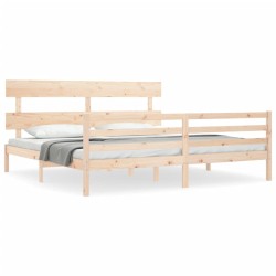 vidaXL Estructura de cama con cabecero madera maciza 200x200 cm