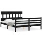 vidaXL Estructura de cama con cabecero madera maciza negro 160x200 cm