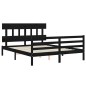 vidaXL Estructura de cama con cabecero madera maciza negro 160x200 cm