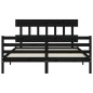 vidaXL Estructura de cama con cabecero madera maciza negro 160x200 cm