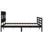 vidaXL Estructura de cama con cabecero madera maciza negro 160x200 cm