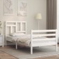 vidaXL Estructura de cama individual con cabecero madera maciza blanco vidaXL Estructura de cama individual con cabecero madera maciza blanco