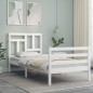 vidaXL Estructura de cama individual con cabecero madera maciza blanco vidaXL Estructura de cama individual con cabecero madera maciza blanco