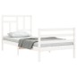vidaXL Estructura de cama individual con cabecero madera maciza blanco vidaXL Estructura de cama individual con cabecero madera maciza blanco