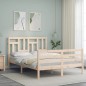 vidaXL Estructura de cama de matrimonio con cabecero madera maciza vidaXL Estructura de cama de matrimonio con cabecero madera maciza